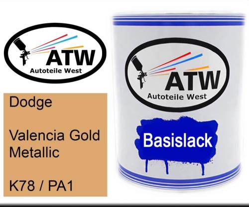 Dodge, Valencia Gold Metallic, K78 / PA1: 1L Lackdose, von ATW Autoteile West.